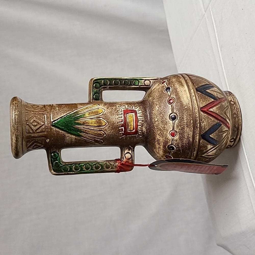 Vintage Fairway Chalkware Authentic Indian Symbols 8" Vase